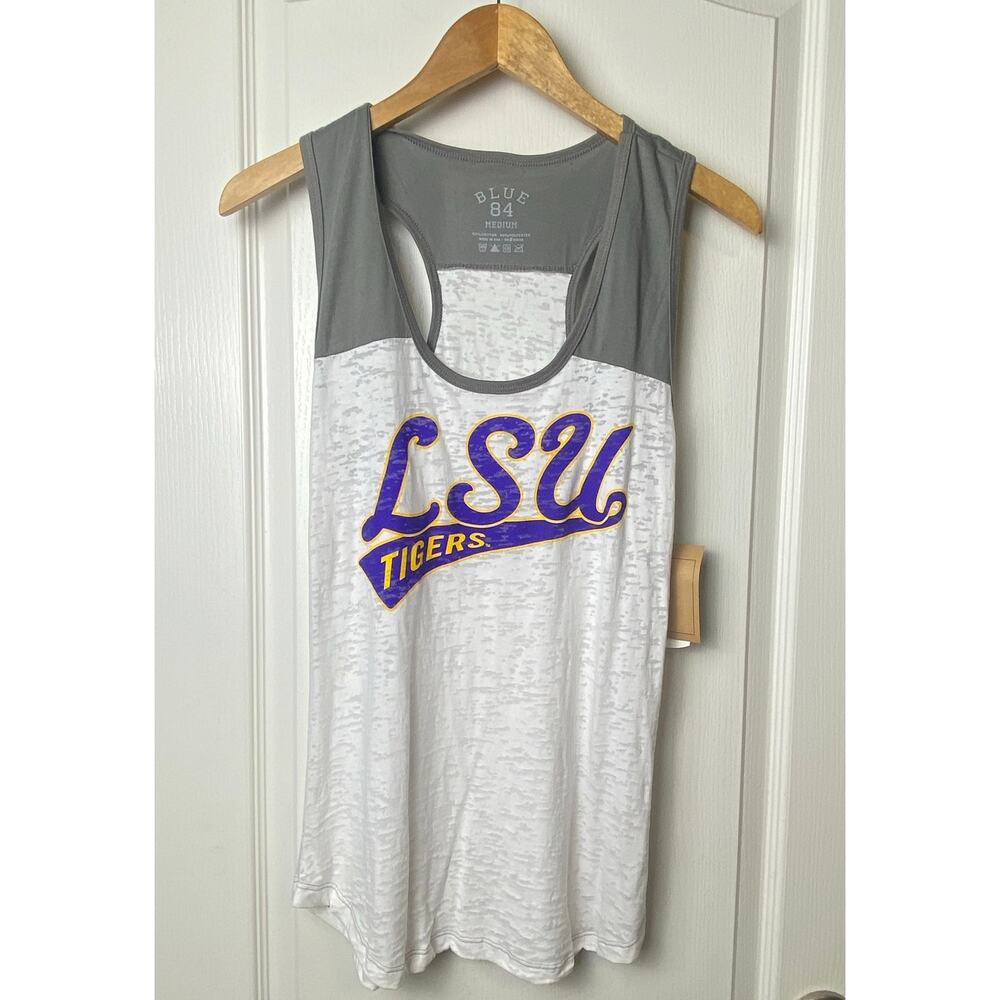 LSU Tigers Blue 84 White Burnout Racerback Tank Women's Size Medium NWT